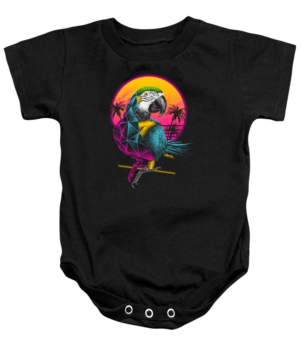 Parrot Baby Onesie featuring the digital art Rad Parrot by Vincent Trinidad