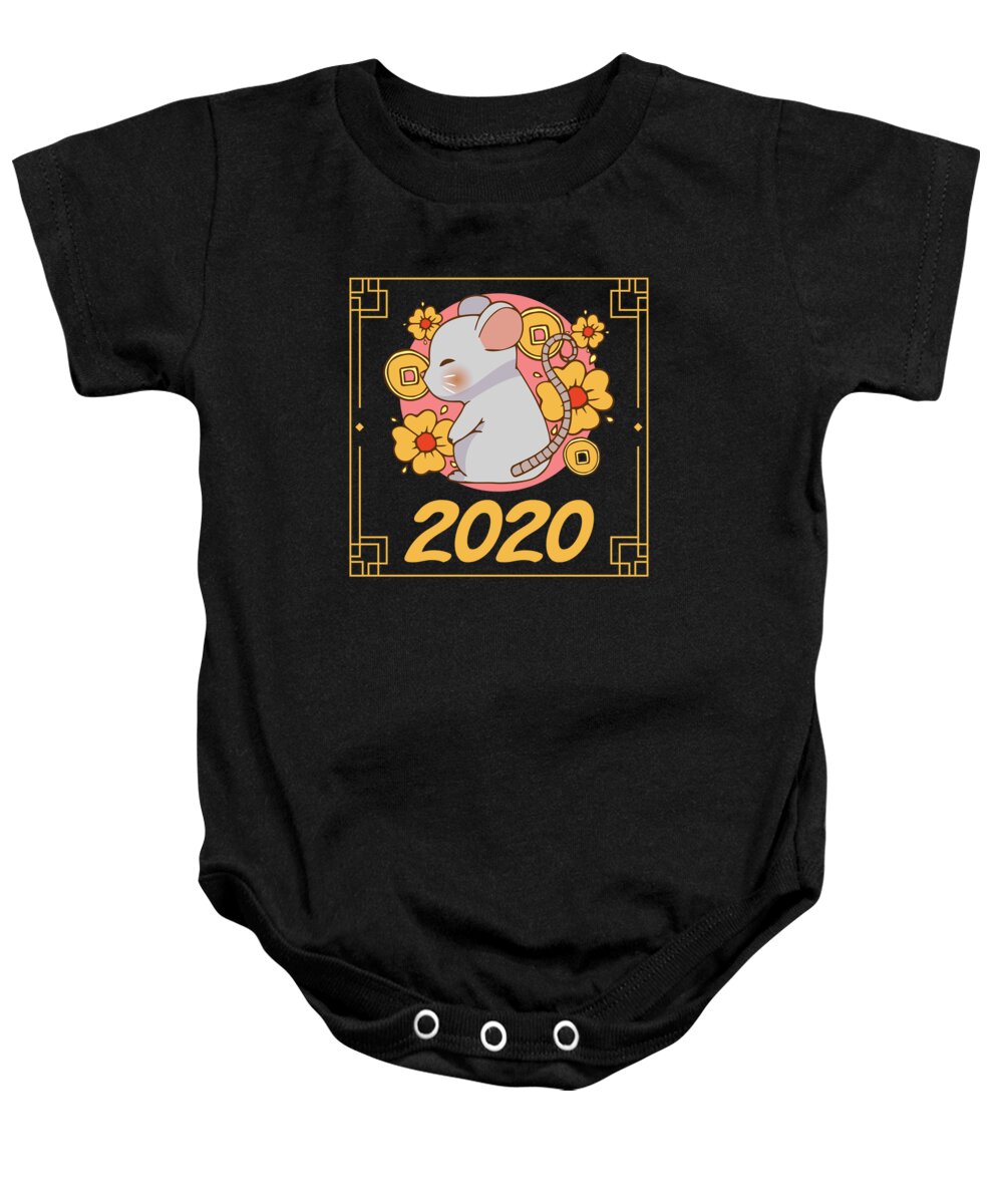 Party Baby Onesie featuring the digital art Rat Year 2020 Chinese Zodiac Sign Girl Rat Gift by Thomas Larch