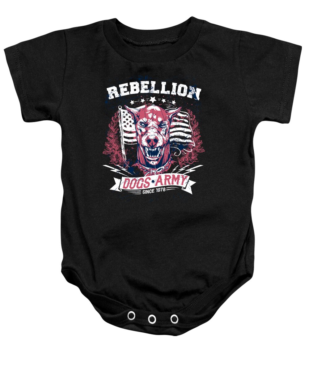 Air Force Baby Onesie featuring the digital art Rebellion Dogs Army by Jacob Zelazny