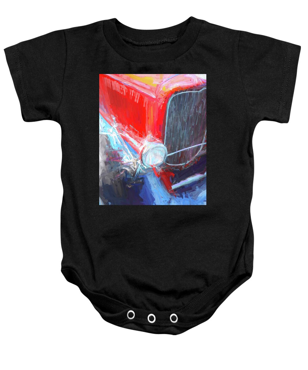 Hot Rod Baby Onesie featuring the photograph Red 1932 Ford Hot Rod Painterly by DK Digital