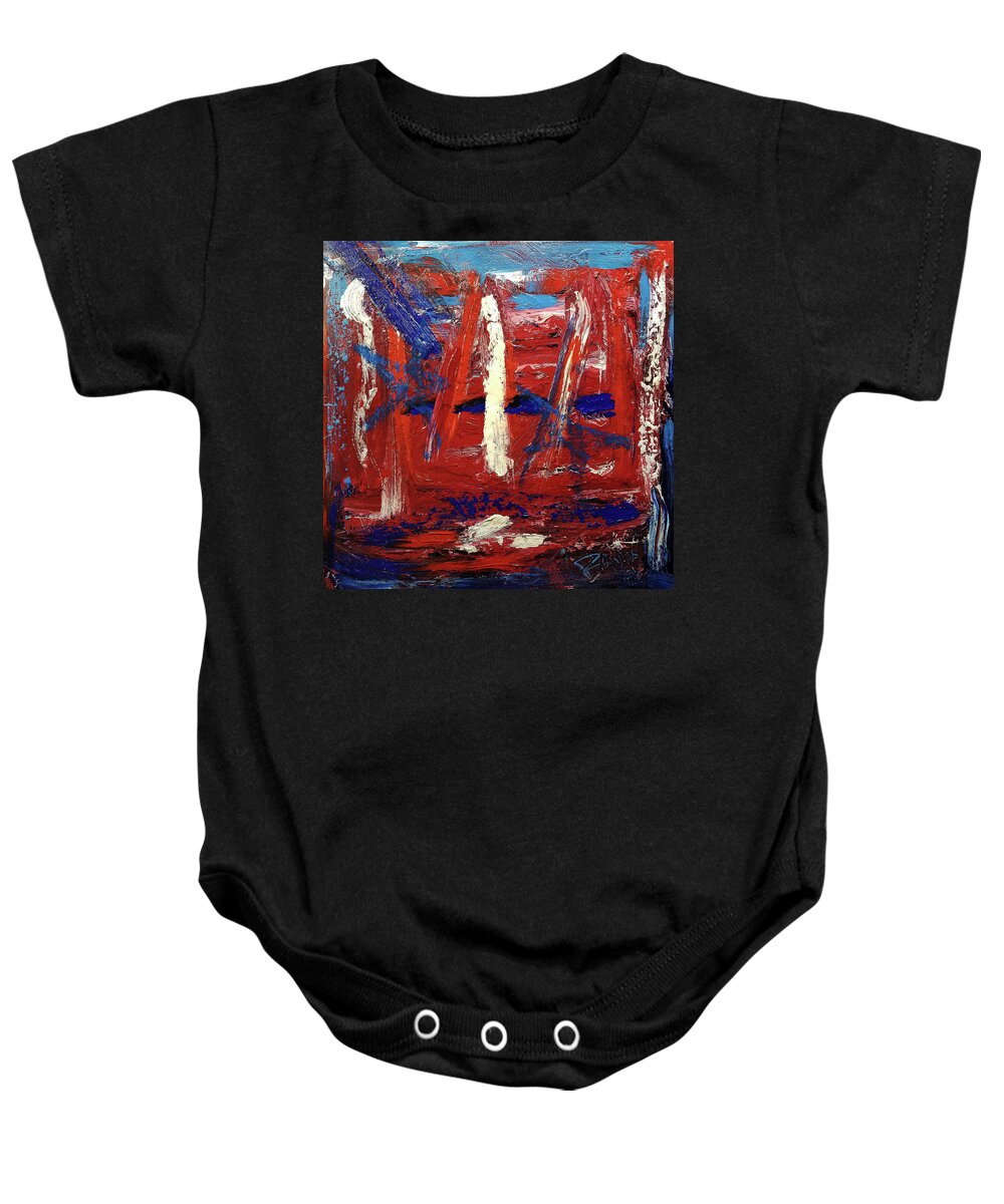 Red White And Blue Baby Onesie featuring the painting Red White and Blue by Banning Lary