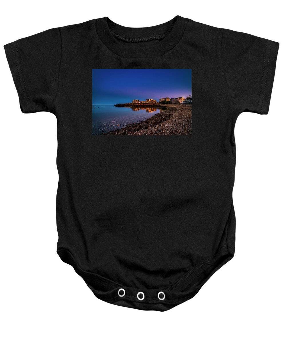 Perkins Cove Baby Onesie featuring the photograph Reflections of Perkins Cove by Penny Polakoff