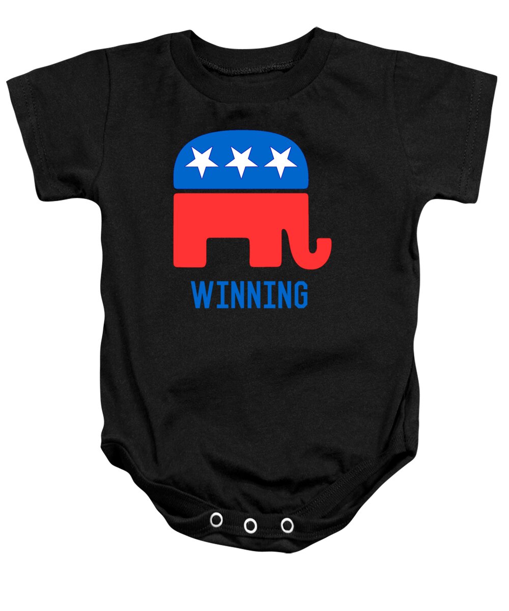 Cool Baby Onesie featuring the digital art Republican GOP Elephant Winning by Flippin Sweet Gear