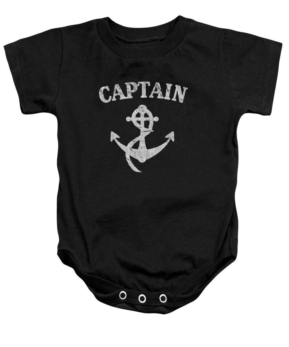 Funny Baby Onesie featuring the digital art Retro Captain Of The Ship by Flippin Sweet Gear