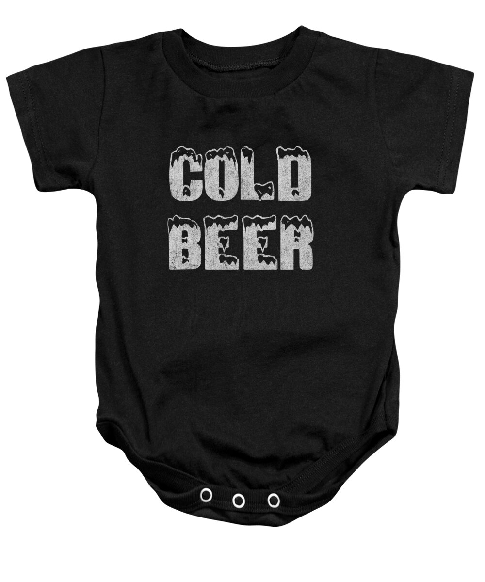 Funny Baby Onesie featuring the digital art Retro Cold Beer by Flippin Sweet Gear