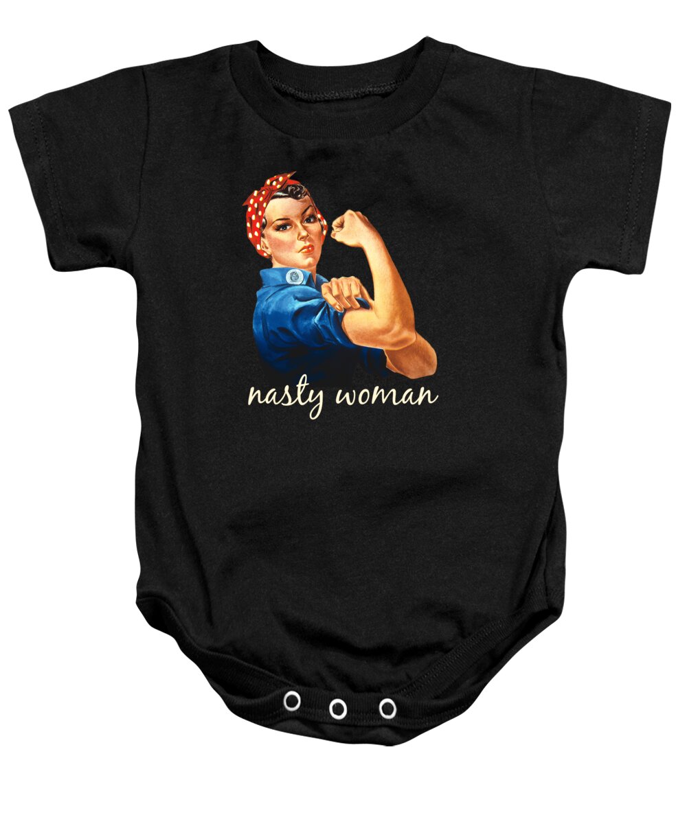 Funny Baby Onesie featuring the digital art Retro Nasty Woman by Flippin Sweet Gear