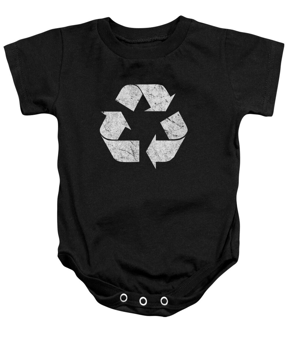 Funny Baby Onesie featuring the digital art Retro Recycle Logo by Flippin Sweet Gear