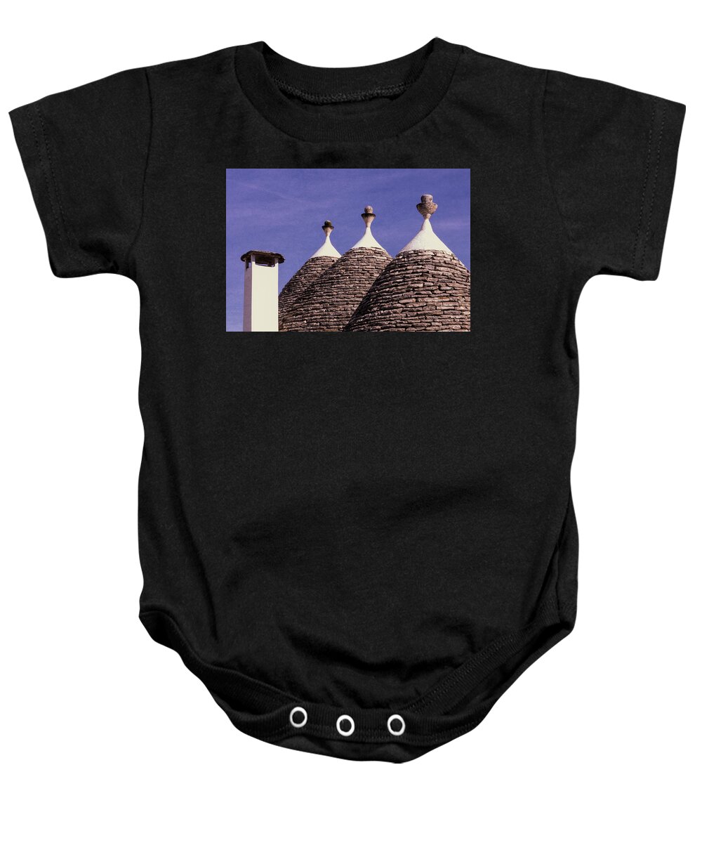 Alberobello Baby Onesie featuring the photograph Roofs Of Trulli Houses - Earthy by Elvira Peretsman