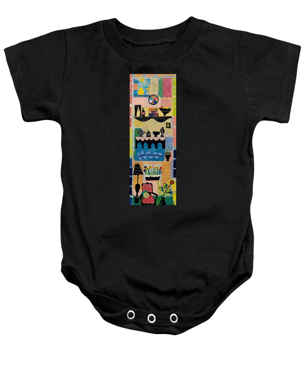 Abstract Baby Onesie featuring the mixed media Room with a Bloom 2 by Julia Malakoff