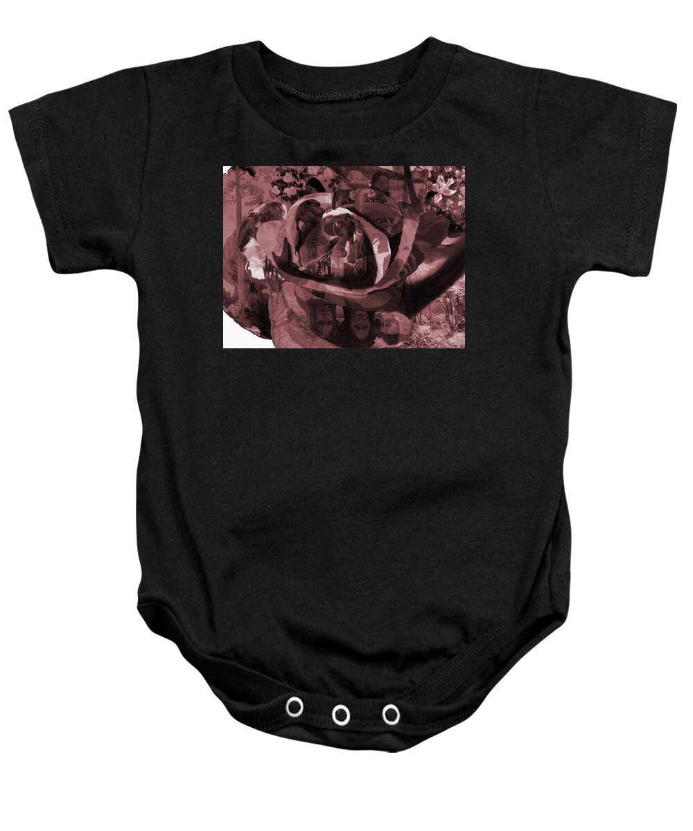 Abstract In The Living Room Baby Onesie featuring the painting Rose No 2 by David Bridburg