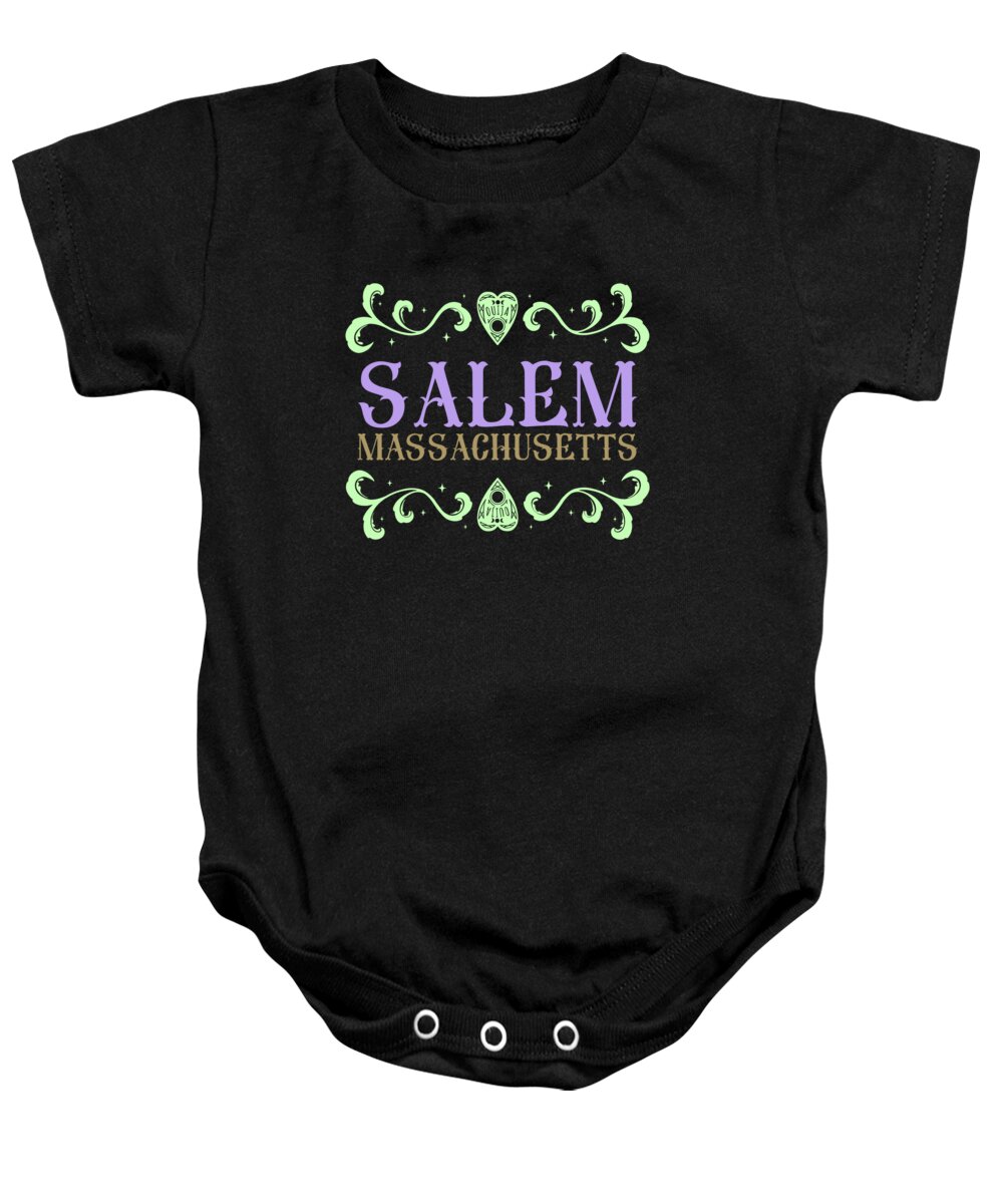Halloween Baby Onesie featuring the digital art Salem Massachusetts Ouija Love by Flippin Sweet Gear