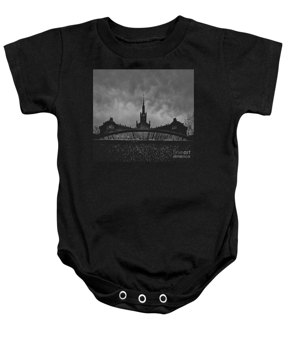 Barcelona Baby Onesie featuring the photograph Sant Pau Under a Grey Sky by fototaker Tony