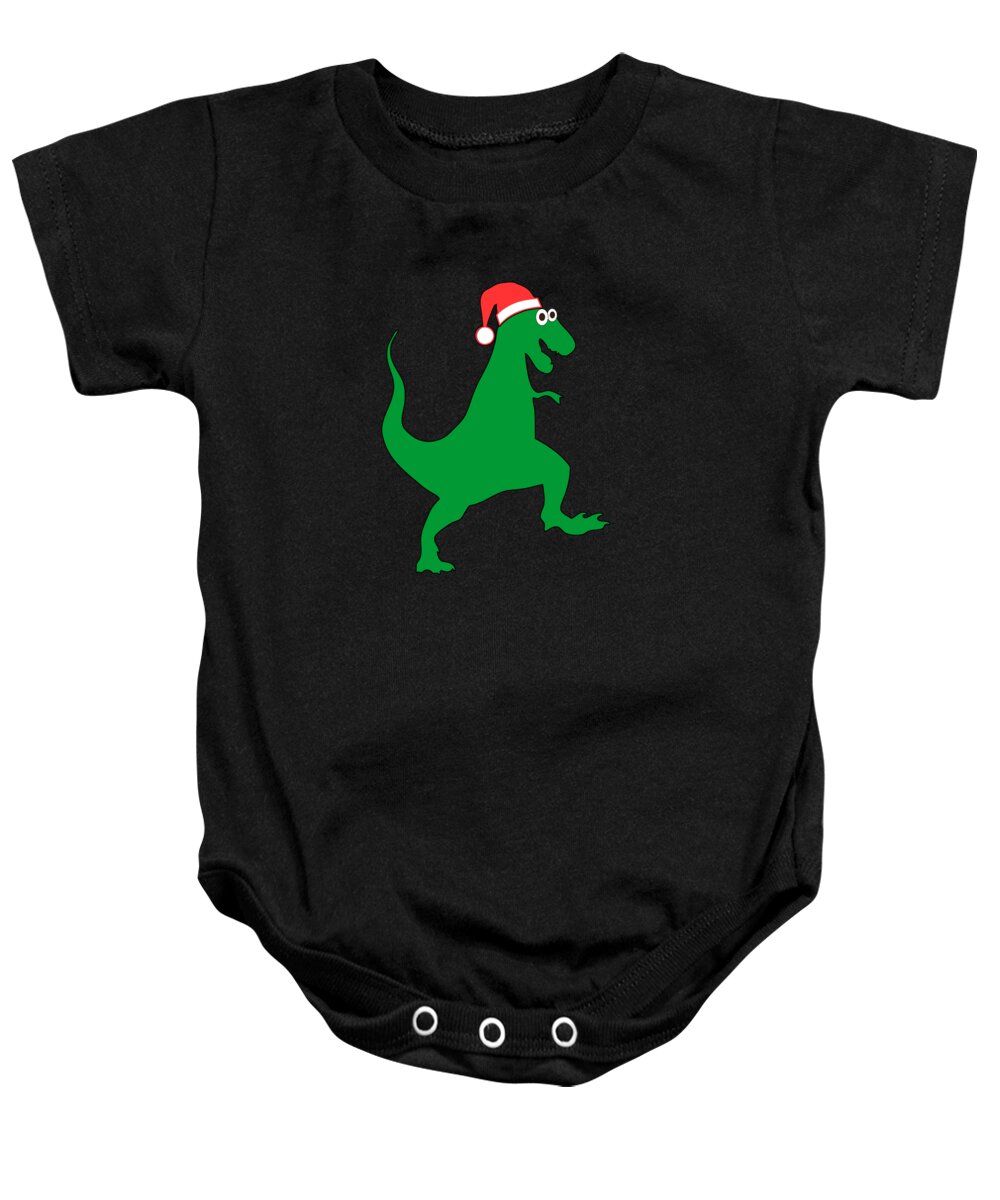 Christmas Baby Onesie featuring the digital art Santasaurus Santa T-Rex Dinosaur Christmas by Flippin Sweet Gear