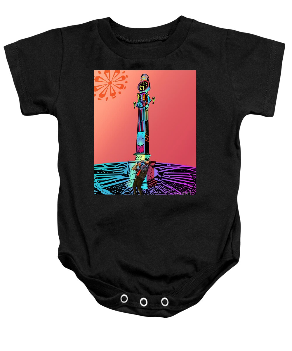 Jazz Baby Onesie featuring the photograph Saxophonist at the Boca by Franchi Torres