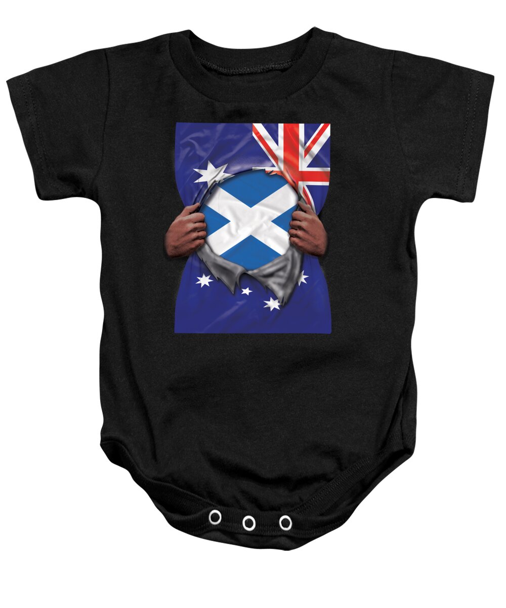 Flag Baby Onesie featuring the photograph Scotland Flag Australian Flag Ripped by Jose O