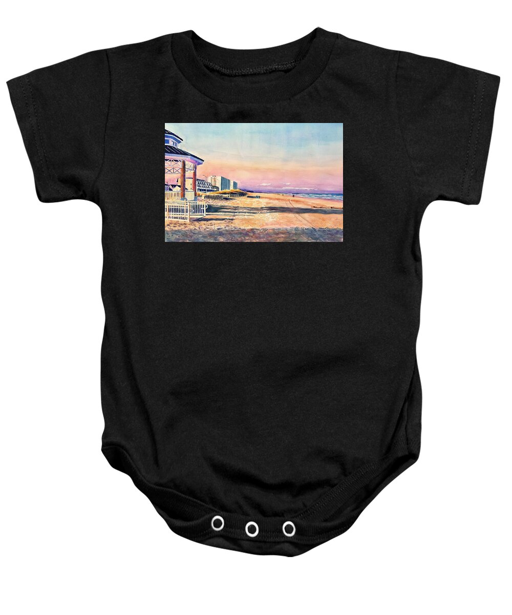 Beach Baby Onesie featuring the painting Sea Isle City Sunset by Patty Kay Hall