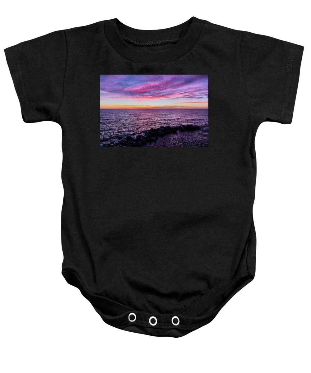 Sea Baby Onesie featuring the photograph Seascape at sunset by Fabiano Di Paolo