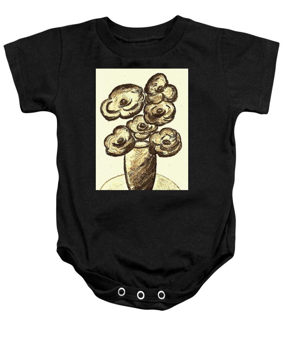 Sepia Baby Onesie featuring the painting Sepia Romance by Ramona Matei