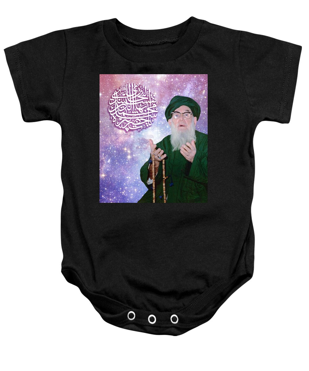 Sufi Baby Onesie featuring the digital art Shaykh Abdallah Ad-Daghestani by Sufi Meditation Center