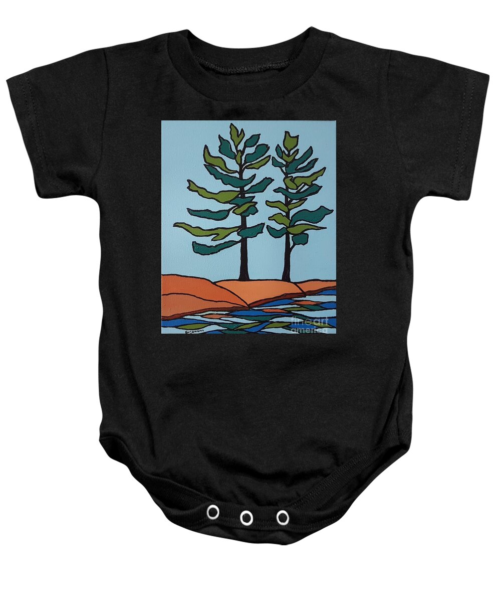 Landscape Baby Onesie featuring the painting Sisters by Petra Burgmann