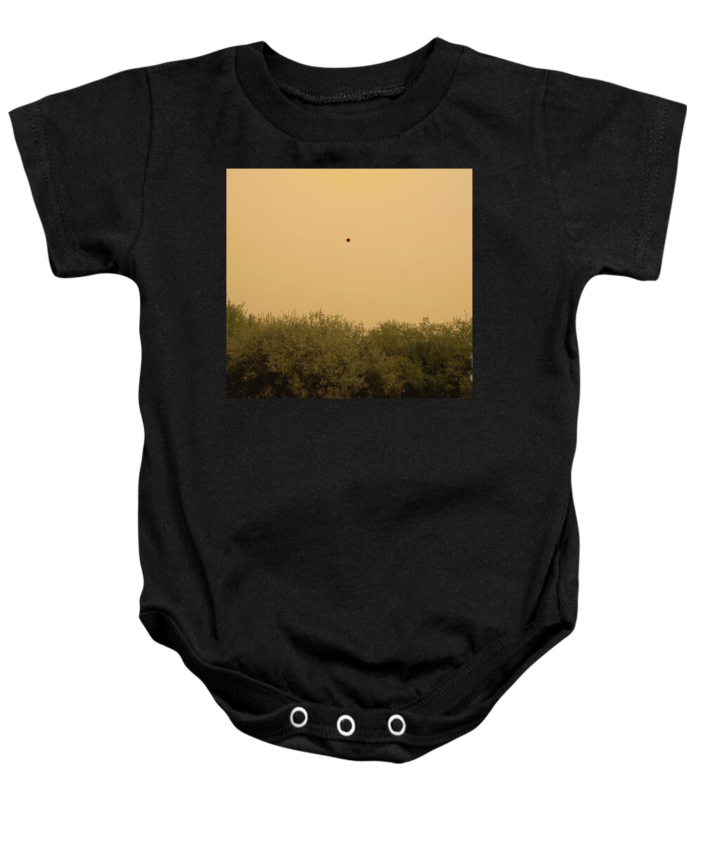 Smoke Baby Onesie featuring the photograph smoke from California, U.S.A. fires, August 13, 2020, El Dorado National Forest, Lake Tahoe by PROMedias US