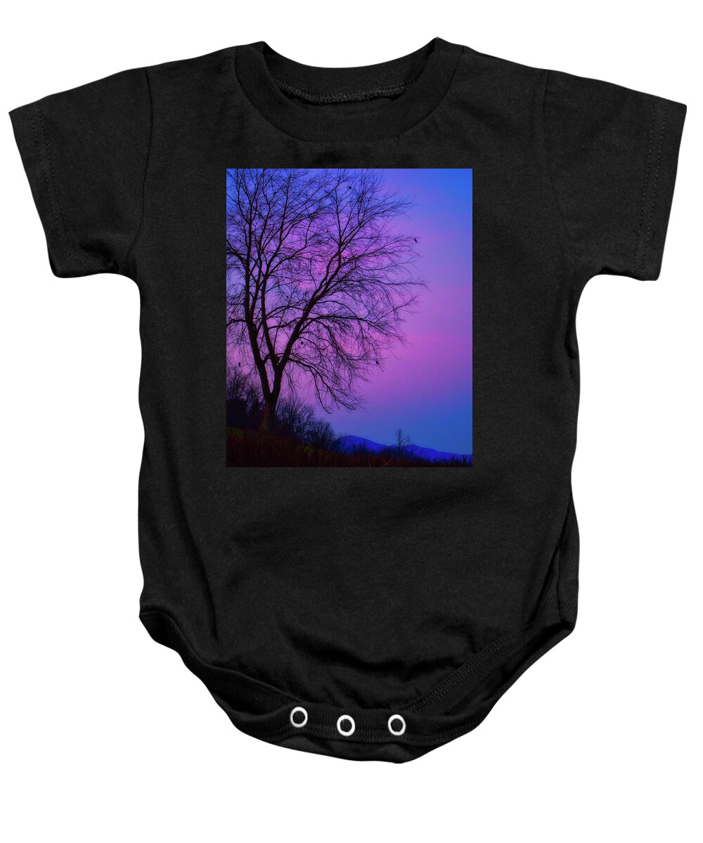 Nature Baby Onesie featuring the photograph Smoky Mountain Dusk by Judy Cuddehe