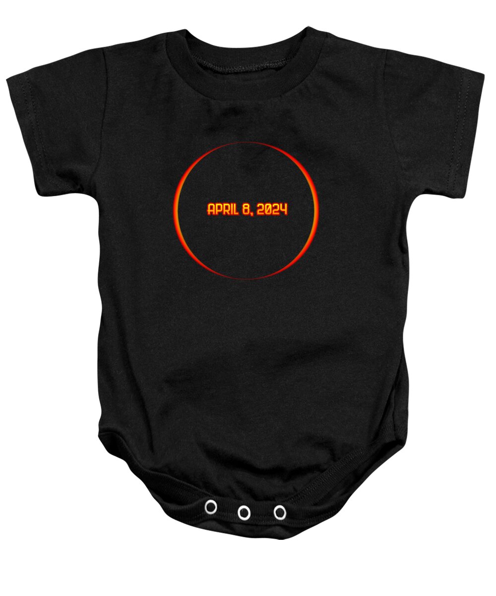 Funny Baby Onesie featuring the digital art Solar Eclipse April 8 2024 by Flippin Sweet Gear