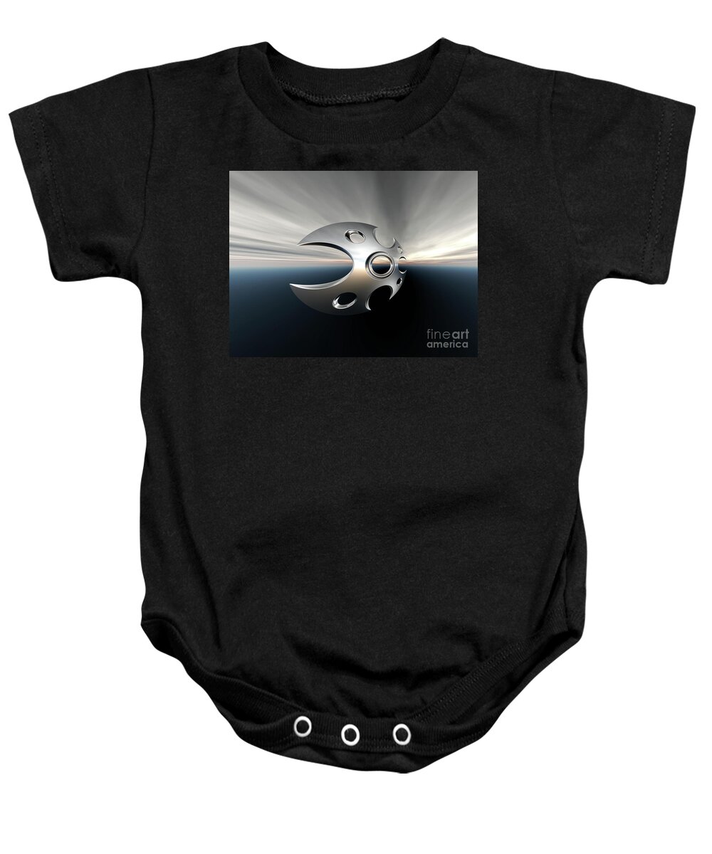Spaceship Baby Onesie featuring the digital art Spaceship On Horizon by Phil Perkins