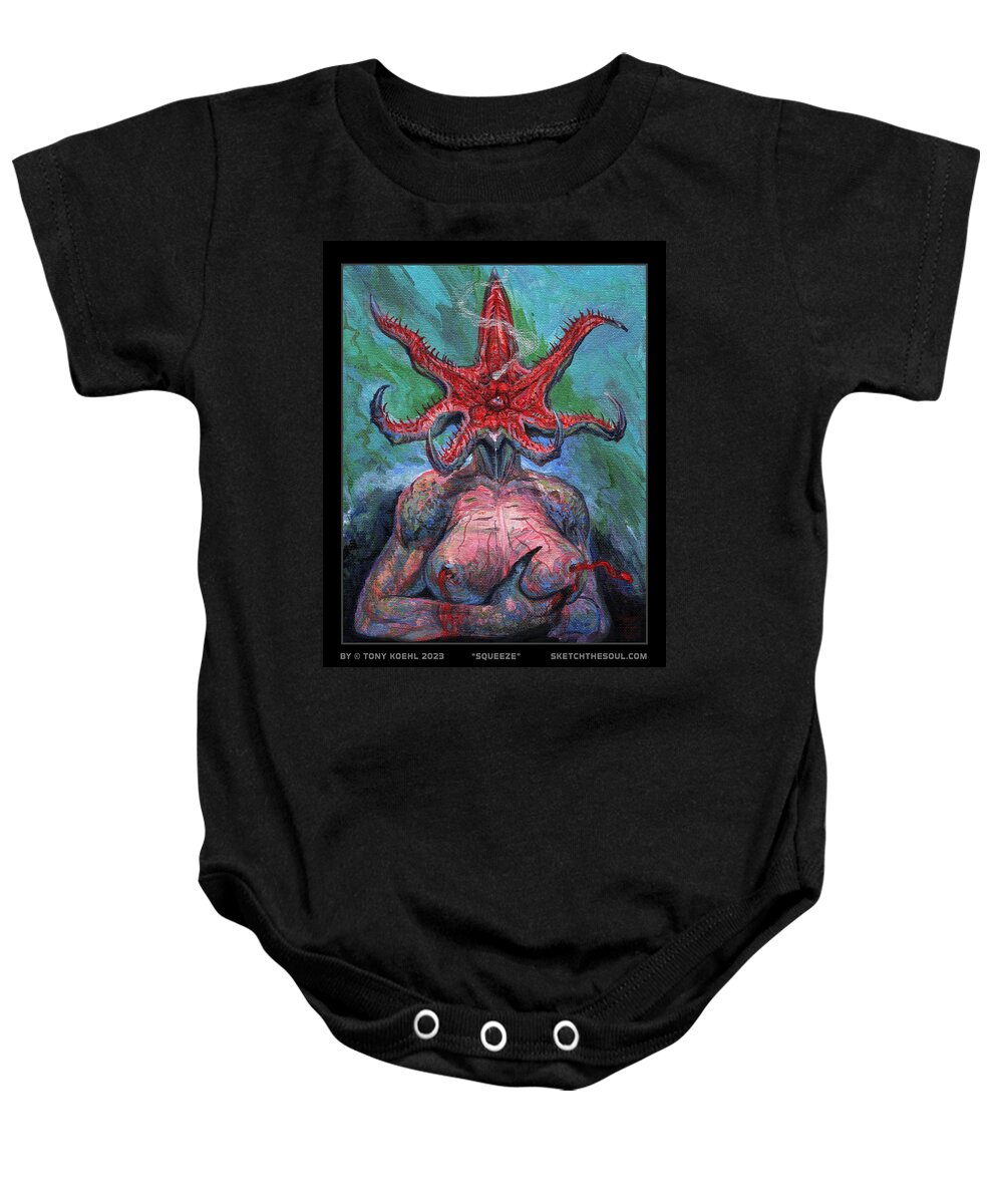 Tony Koehl Baby Onesie featuring the painting Squeeze by Tony Koehl