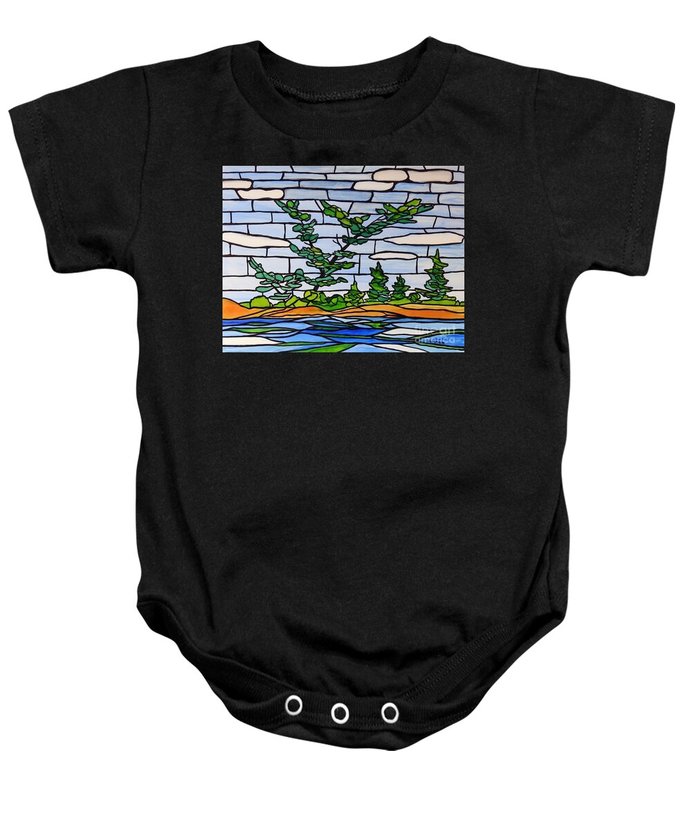 Alcohol Ink Baby Onesie featuring the painting Georgian Bay SG8 by Petra Burgmann