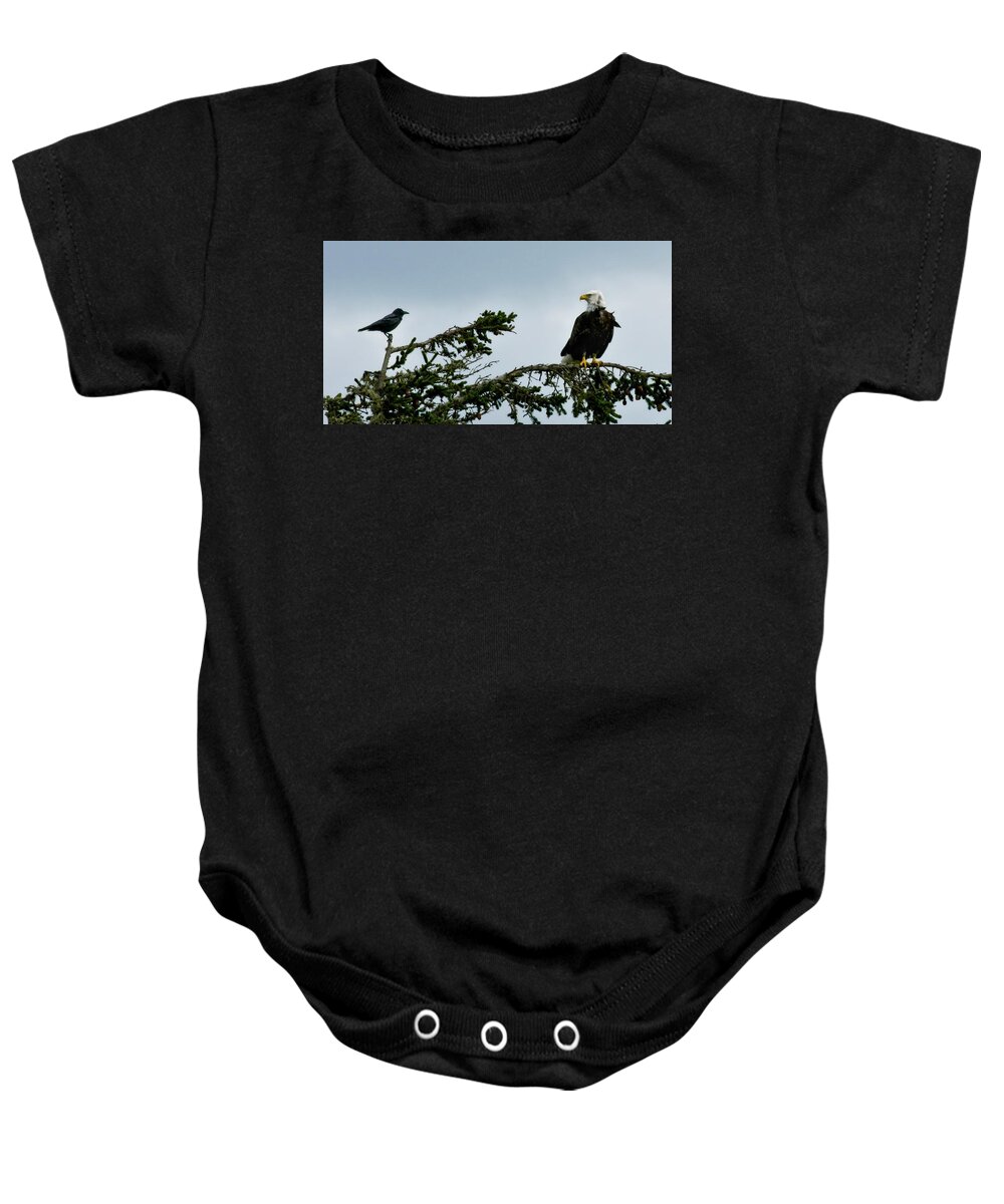 Bald Eagle Baby Onesie featuring the photograph Stare Down by Betty Depee