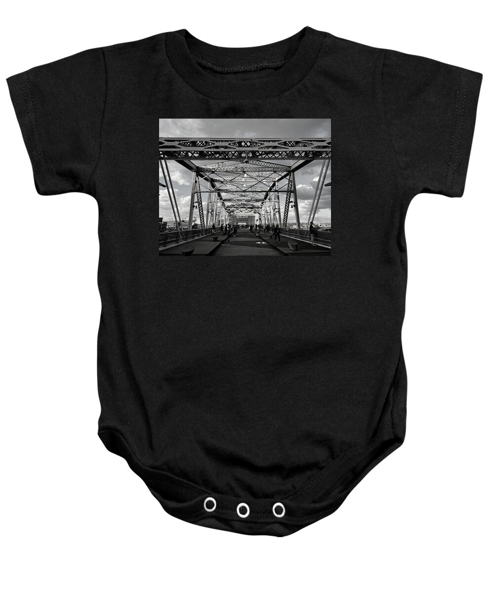 Line Baby Onesie featuring the photograph Steel Lines BW by Lee Darnell