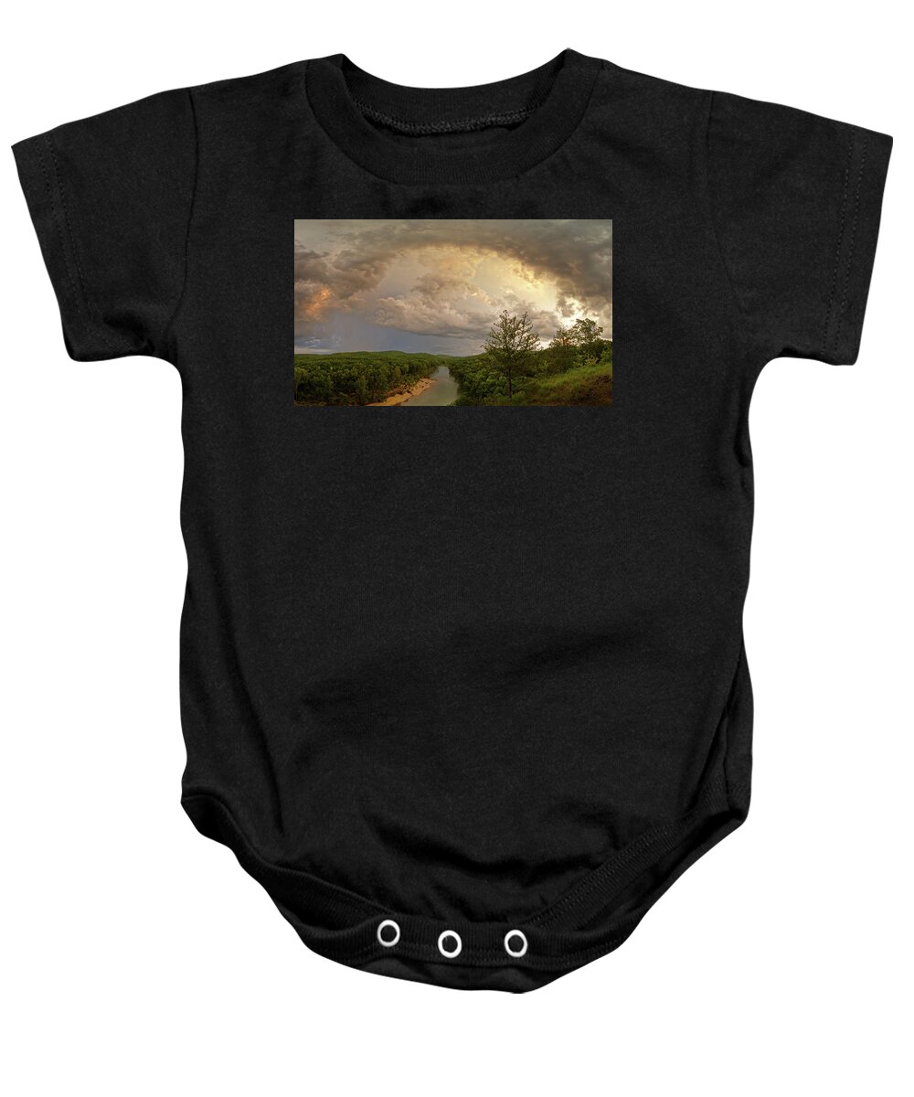 Storm Baby Onesie featuring the photograph Storm at Owls Bend by Robert Charity