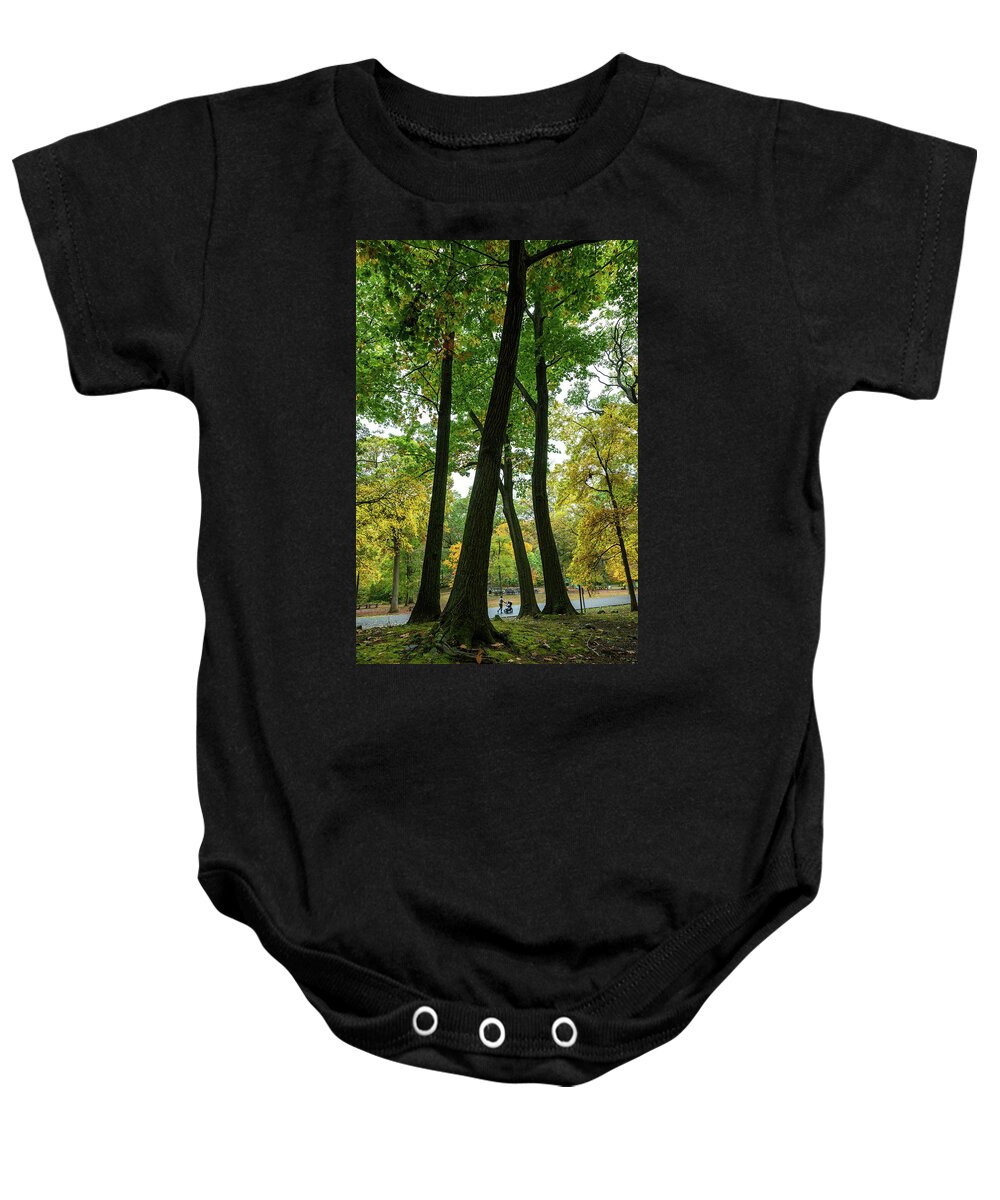 Autumn Baby Onesie featuring the photograph Strolling Through the Park by Kevin Suttlehan