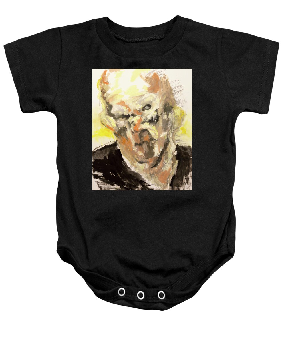 #artandtruecrime Baby Onesie featuring the painting Study of an Unknown Inmate 8 by Veronica Huacuja