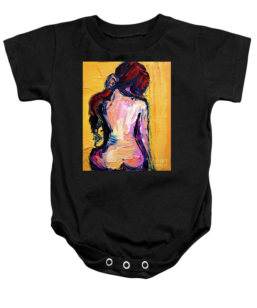 Nude Baby Onesie featuring the painting Sunbathe by Aja Trier