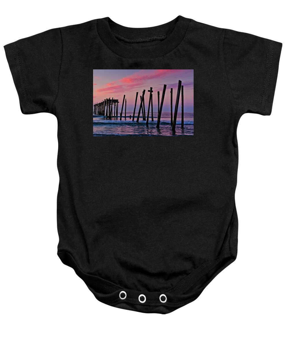 59th Pier Baby Onesie featuring the photograph Sunrise 59th Street Pier by Louis Dallara