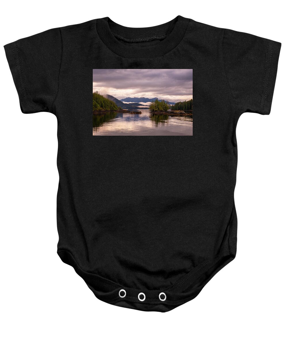 Nootka Sound Baby Onesie featuring the photograph Sunrise in Kyuquot by Canadart -