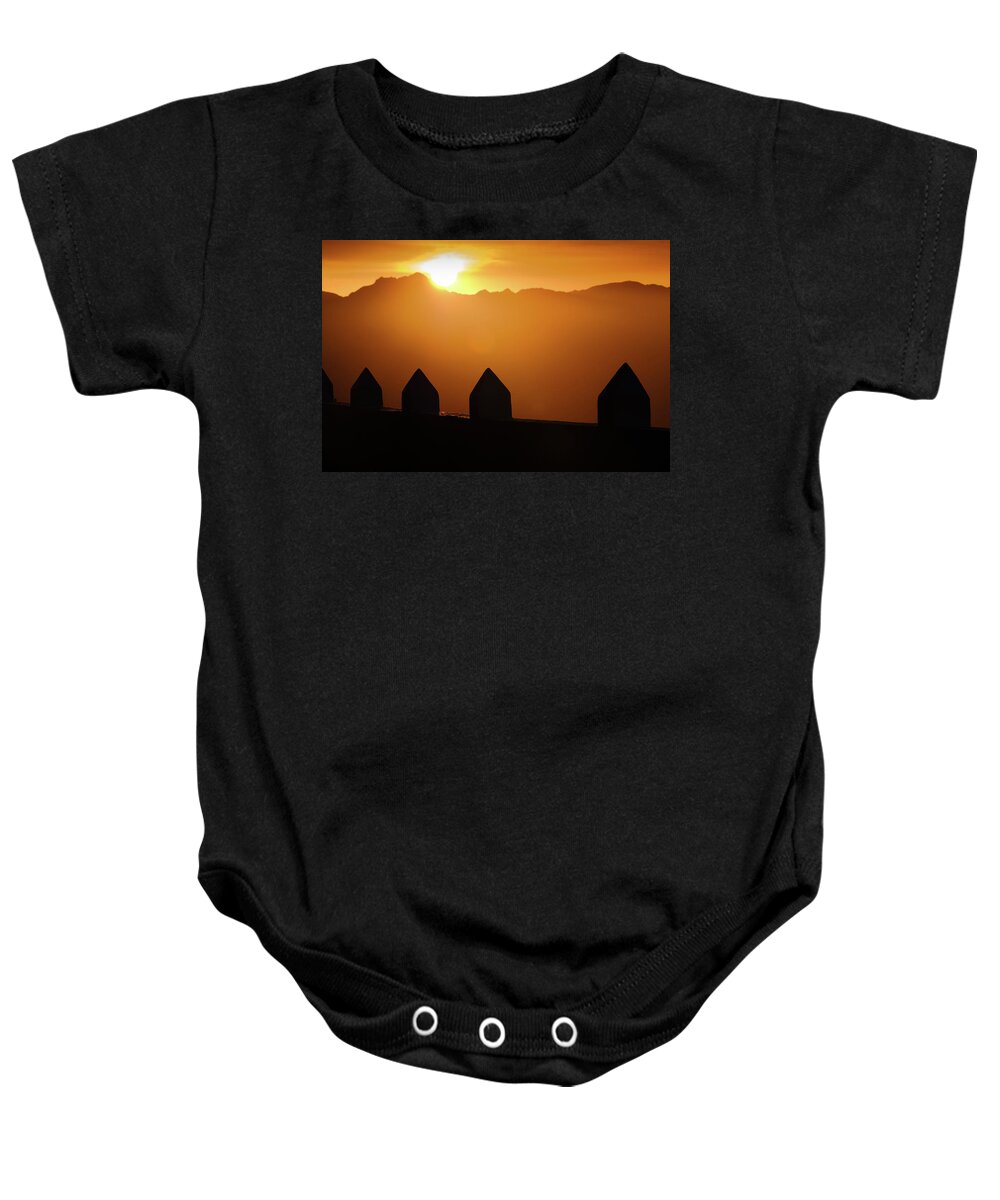 Sunrise Baby Onesie featuring the photograph Sunrise over the Sierra Tejjeda by Gary Browne