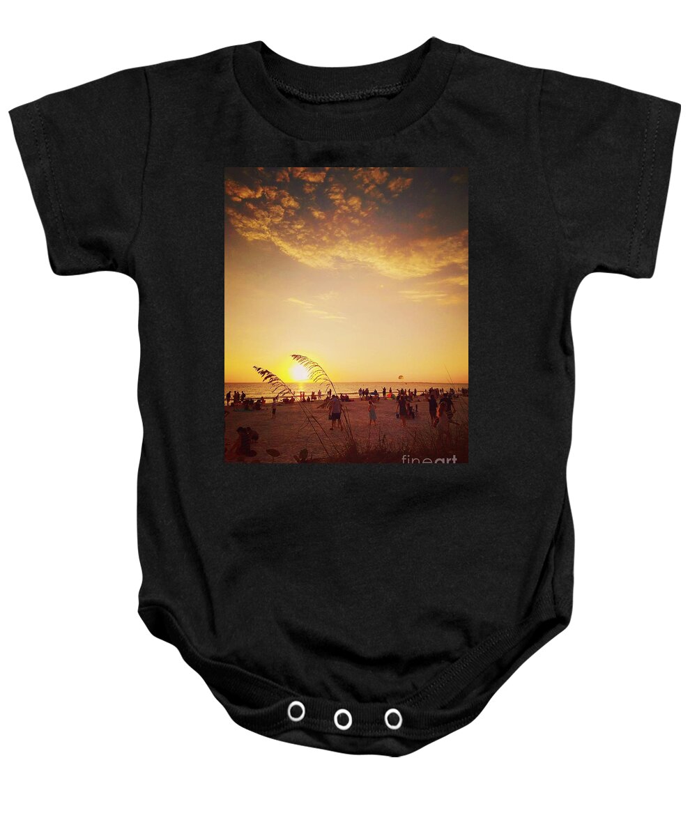 Sunset Baby Onesie featuring the photograph Sunset At Fort Myers Beach by Claudia Zahnd-Prezioso