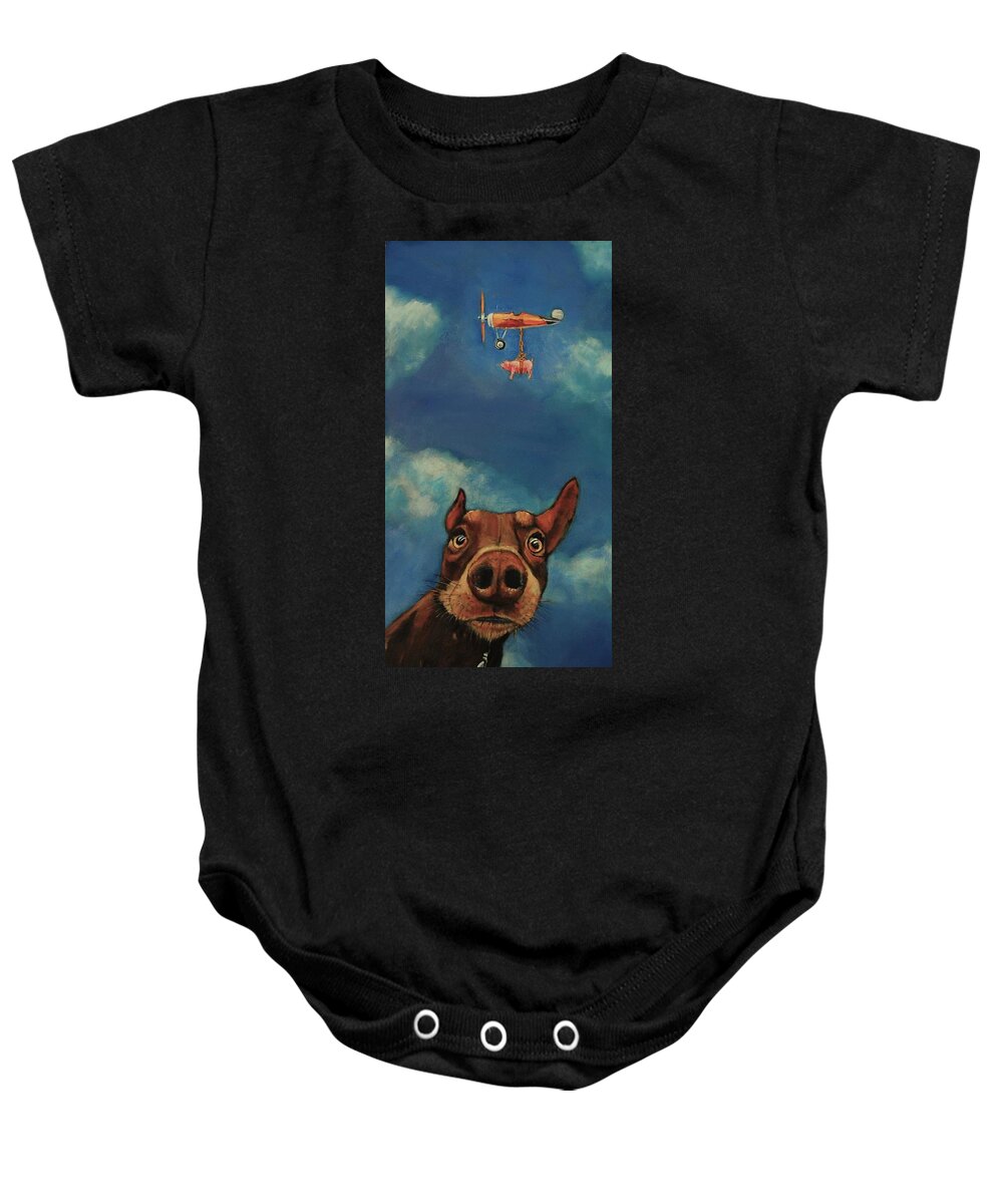 Dog Baby Onesie featuring the painting Sup? by Jean Cormier