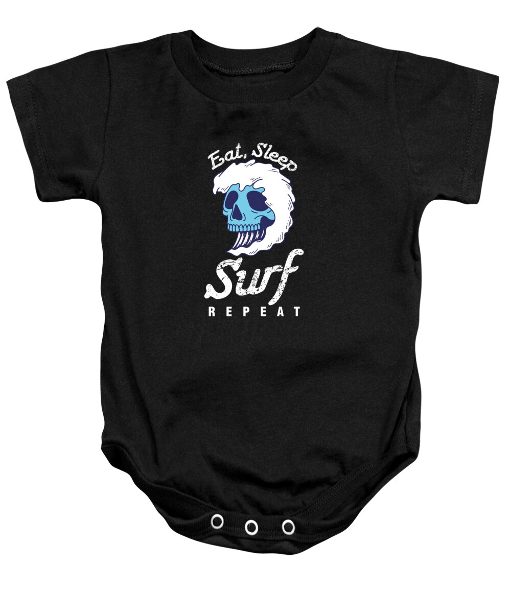 Water Sports Wave Rider Eat Sleep Surf Repeat skull Gift Onesie by Thomas Larch - Fine Art America