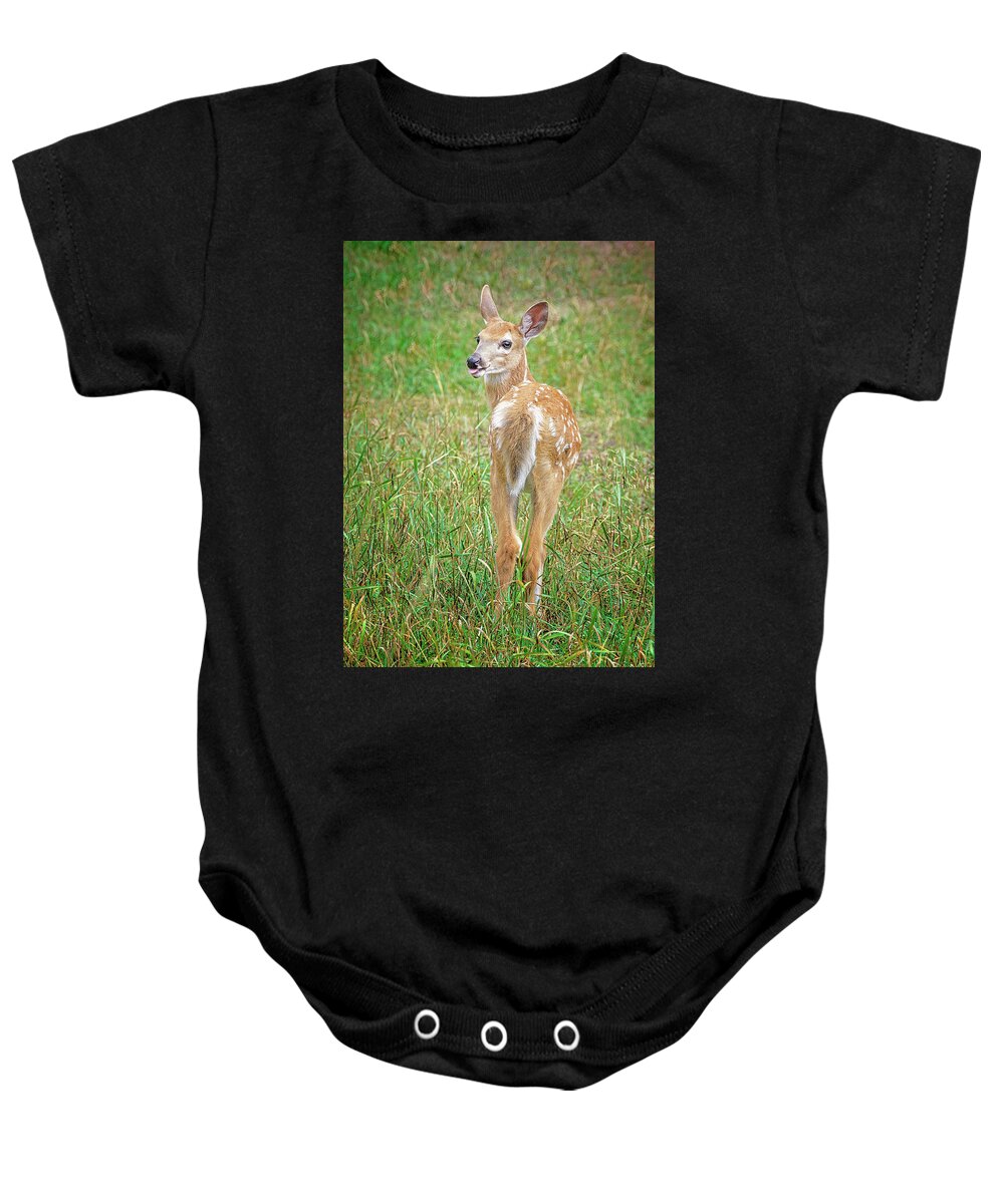 Fawn Baby Onesie featuring the photograph Take That by Peg Runyan