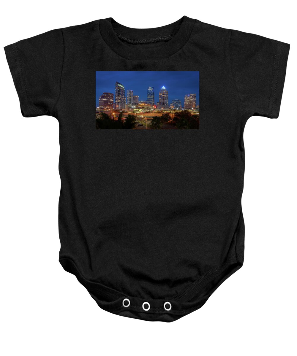Tampa Baby Onesie featuring the digital art Tampa Skyline by Kevin McClish