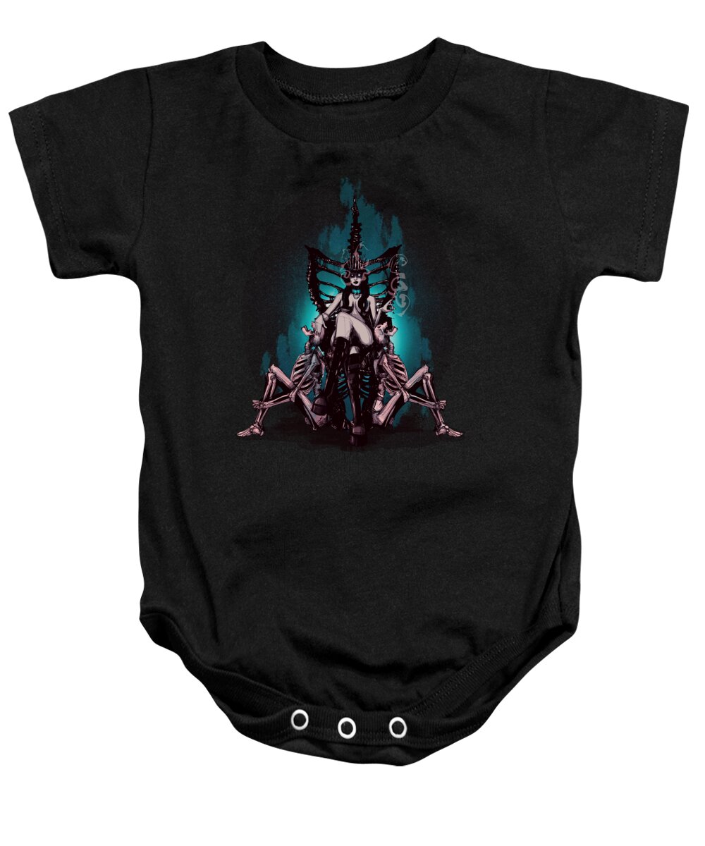 Satan Baby Onesie featuring the drawing The Ashtray by Ludwig Van Bacon
