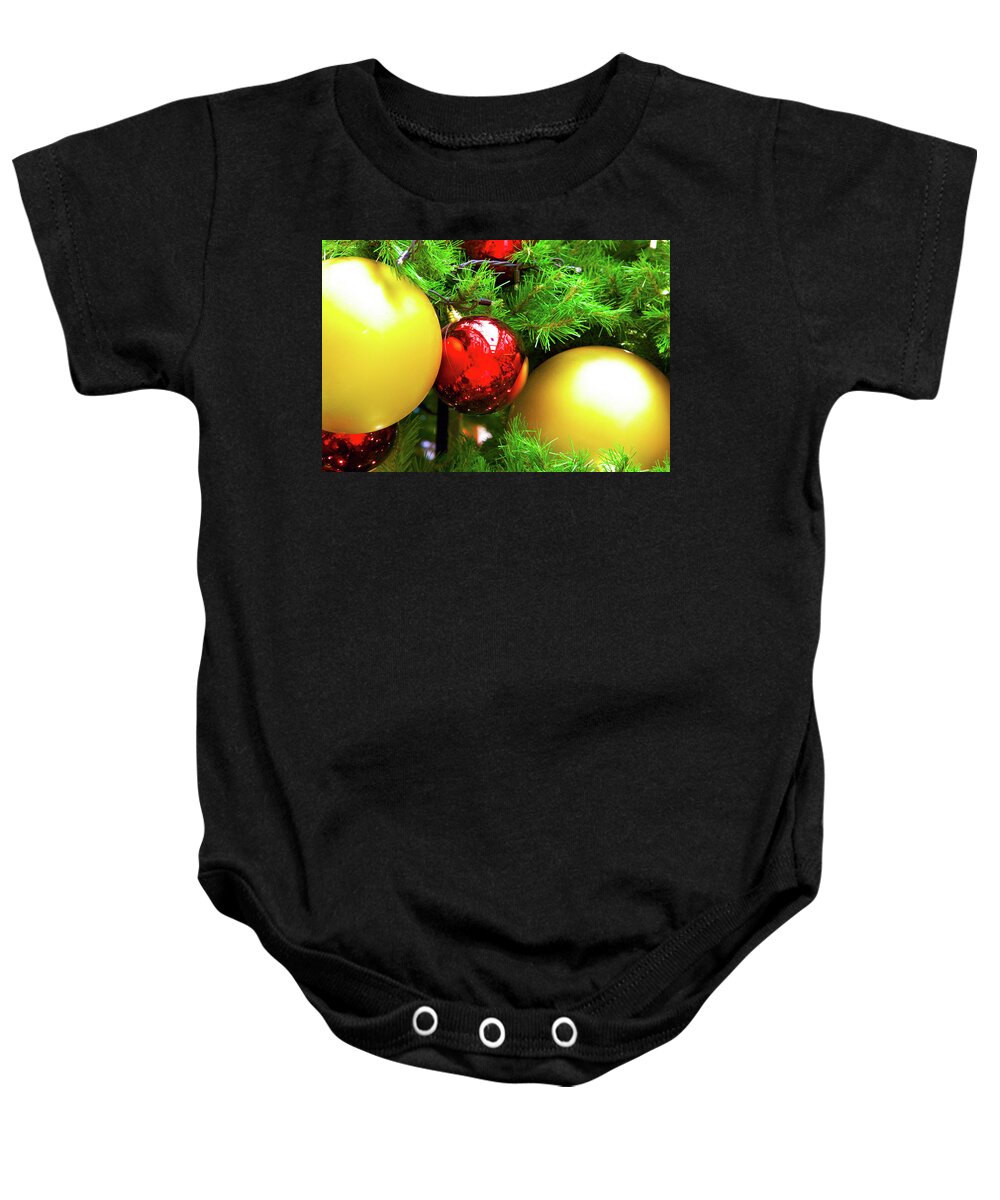 Ball Baby Onesie featuring the photograph The Colors of Christmas by Pheasant Run Gallery