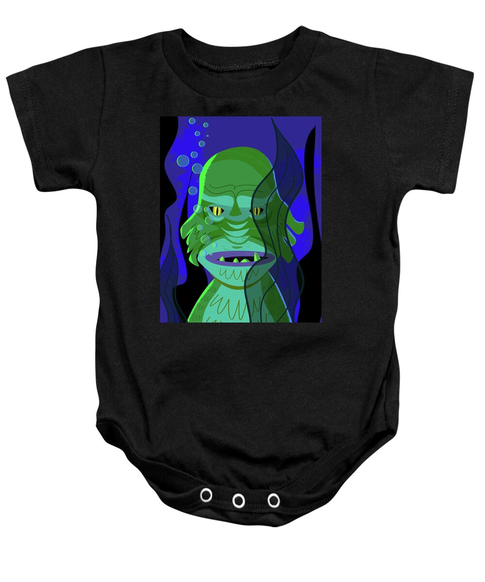 Creature Baby Onesie featuring the digital art The Creature by Alan Bodner