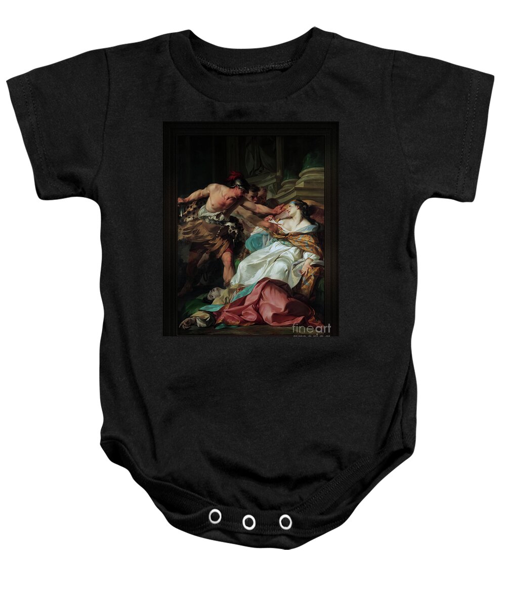 The Death Of Harmonia Baby Onesie featuring the painting The Death of Harmonia by Jean-Baptiste Marie Pierre Classical Fine Art Reproduction by Rolando Burbon