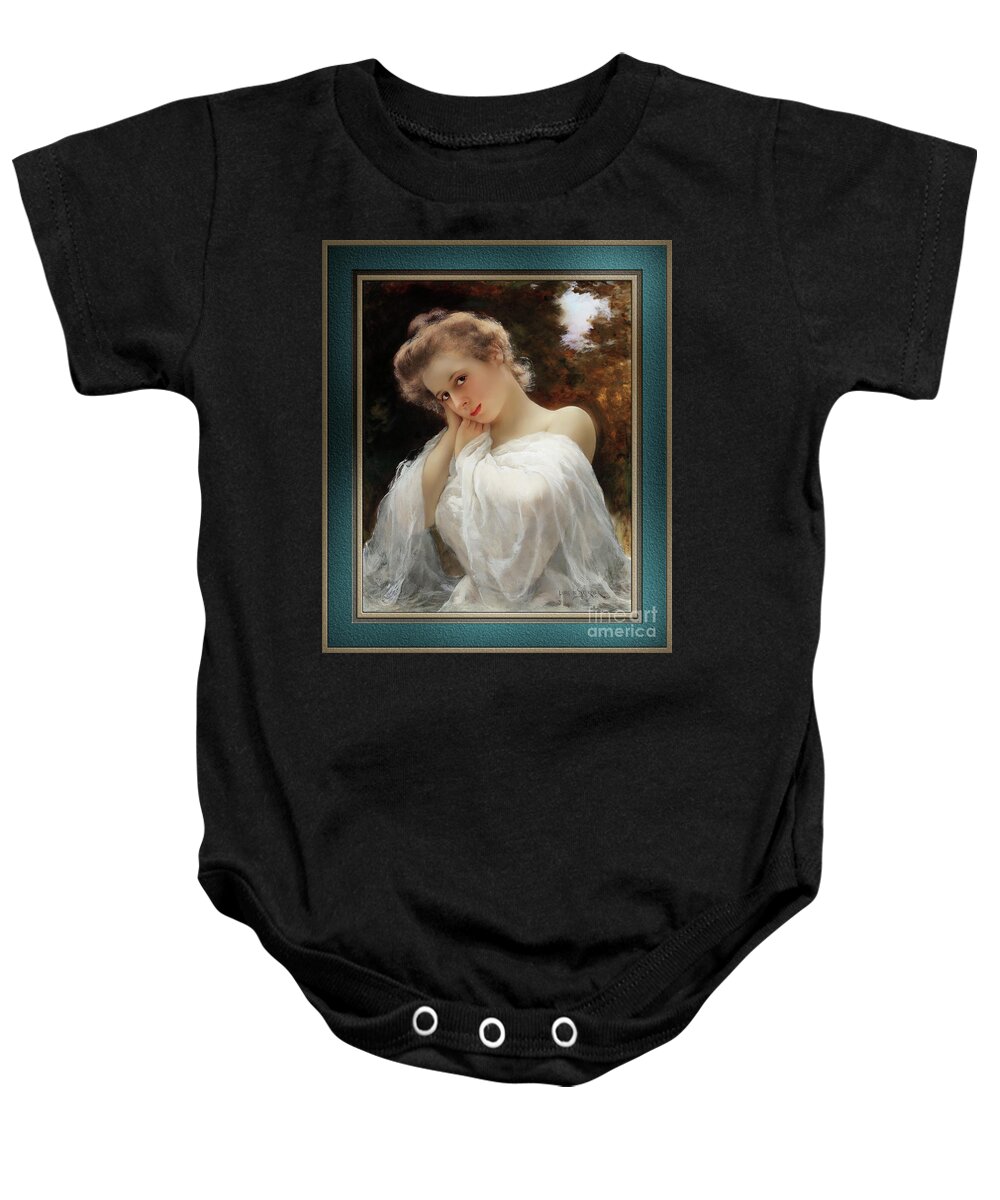 The Dreamer Baby Onesie featuring the painting The Dreamer by Louis Marie de Schryver Remastered Xzendor7 Fine Art Classical Reproductions by Rolando Burbon