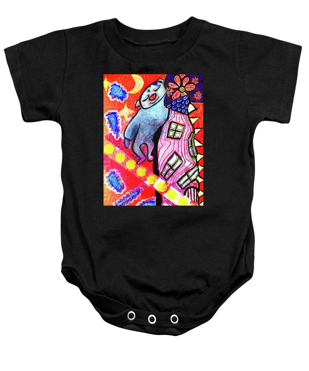 Dreamer Baby Onesie featuring the mixed media The Dreamer - Der Traeumer by Mimulux Patricia No